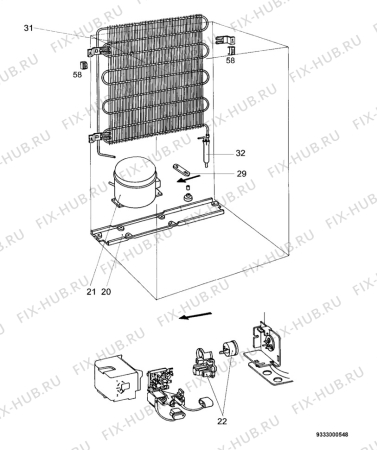 Взрыв-схема холодильника Atlas SKB1622 - Схема узла Cooling system 017